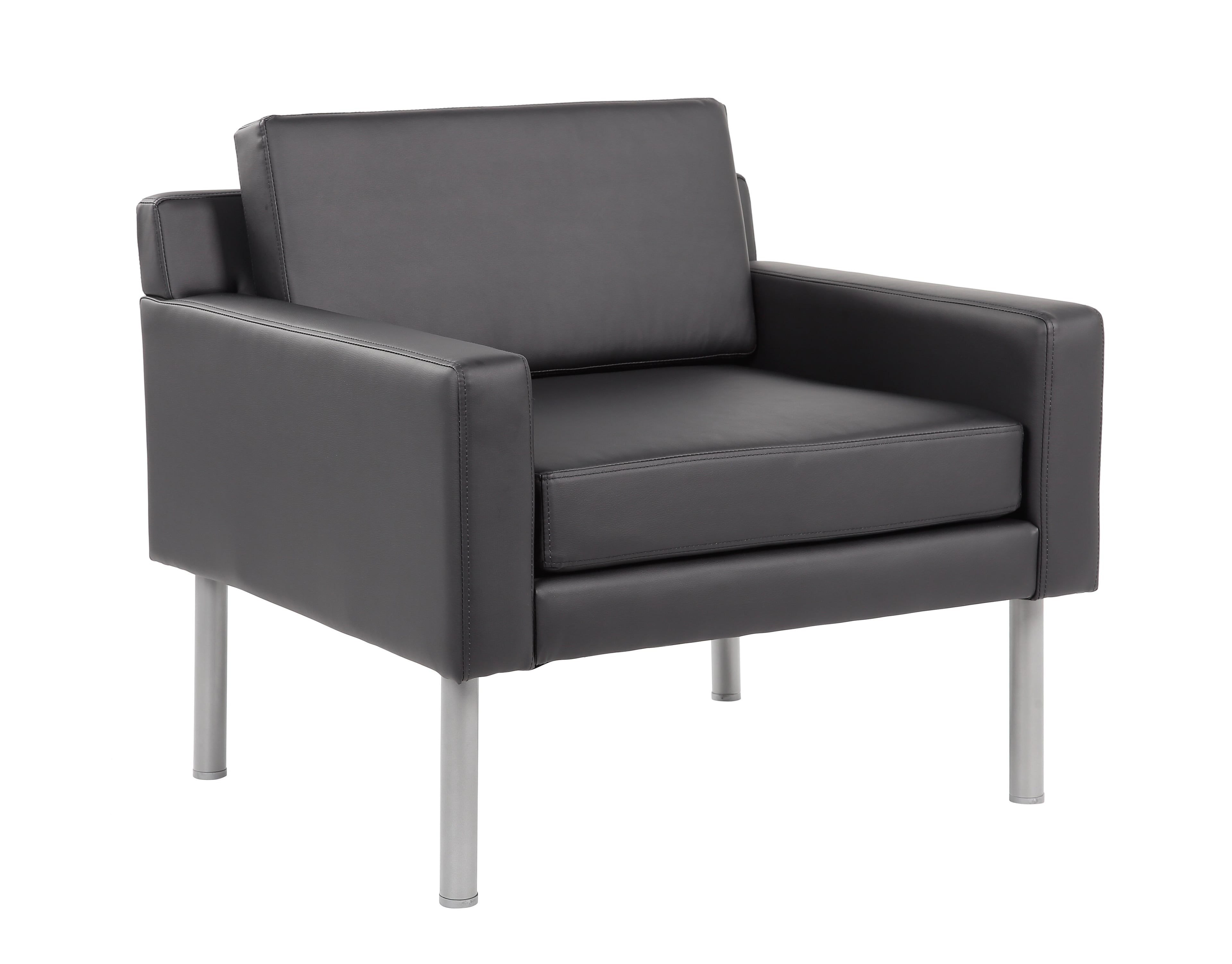 Boss Office Products Waiting Area Guest Chair, Vinyl Upholstery, Black