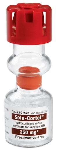 Solu-Cortef Act-O-Vial Injection, 250mg, Preservative-Free, Single-Dose Vial, 2mL