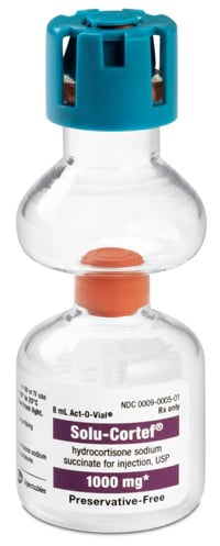Solu-Cortef (Hydrocortisone Sodium Succinate) Injection 1000 mg, Act-O-Vial Single-Dose Vial, 8 mL, Pfizer