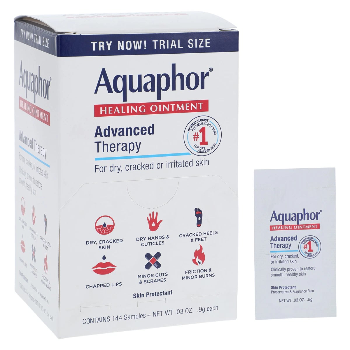 Aquaphor Healing Ointment, Unit-Dose Package, 0.9g, Fragrance Free, 144/Box