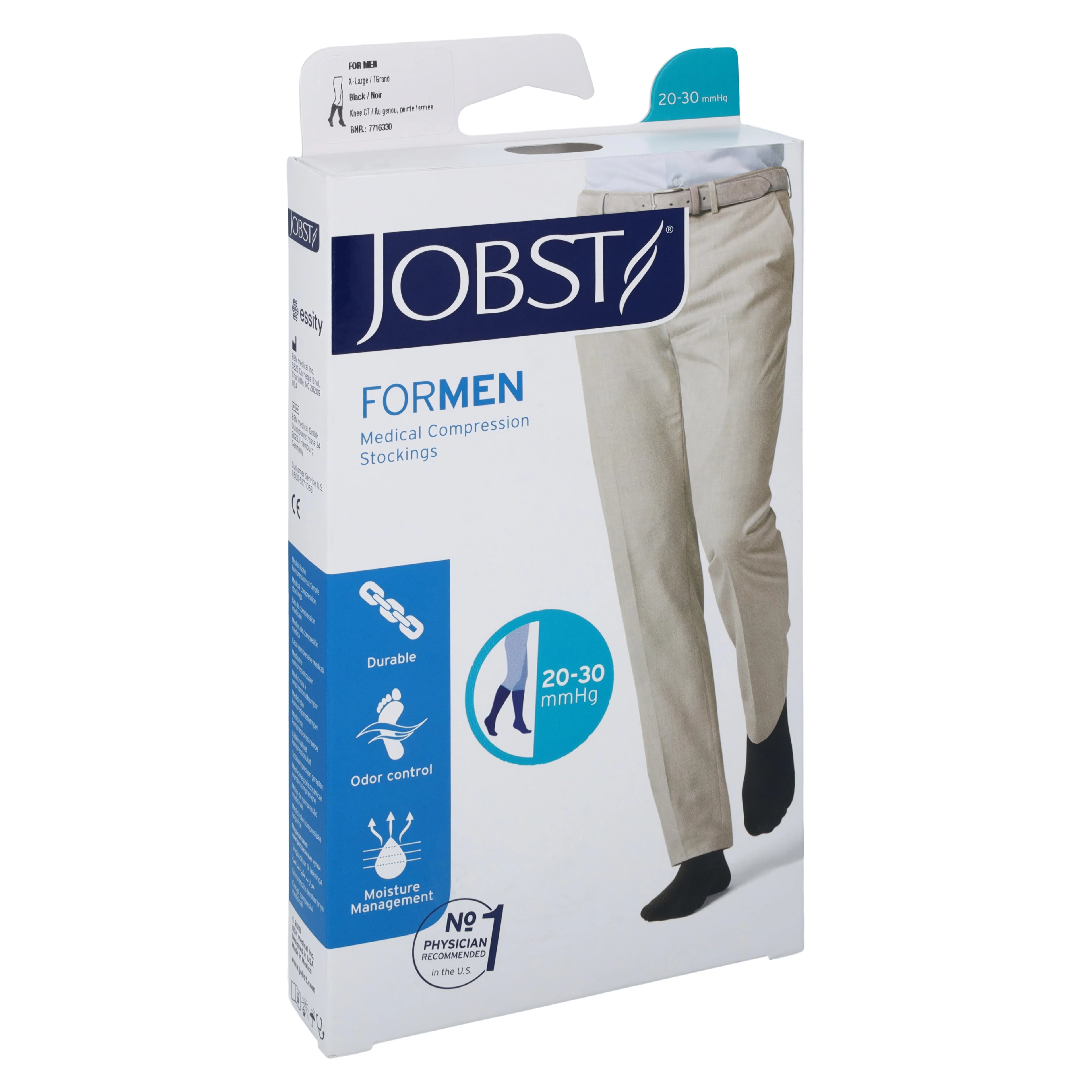 Jobst forMen Compression Socks, Knee High, Closed Toe, X-Large, Black