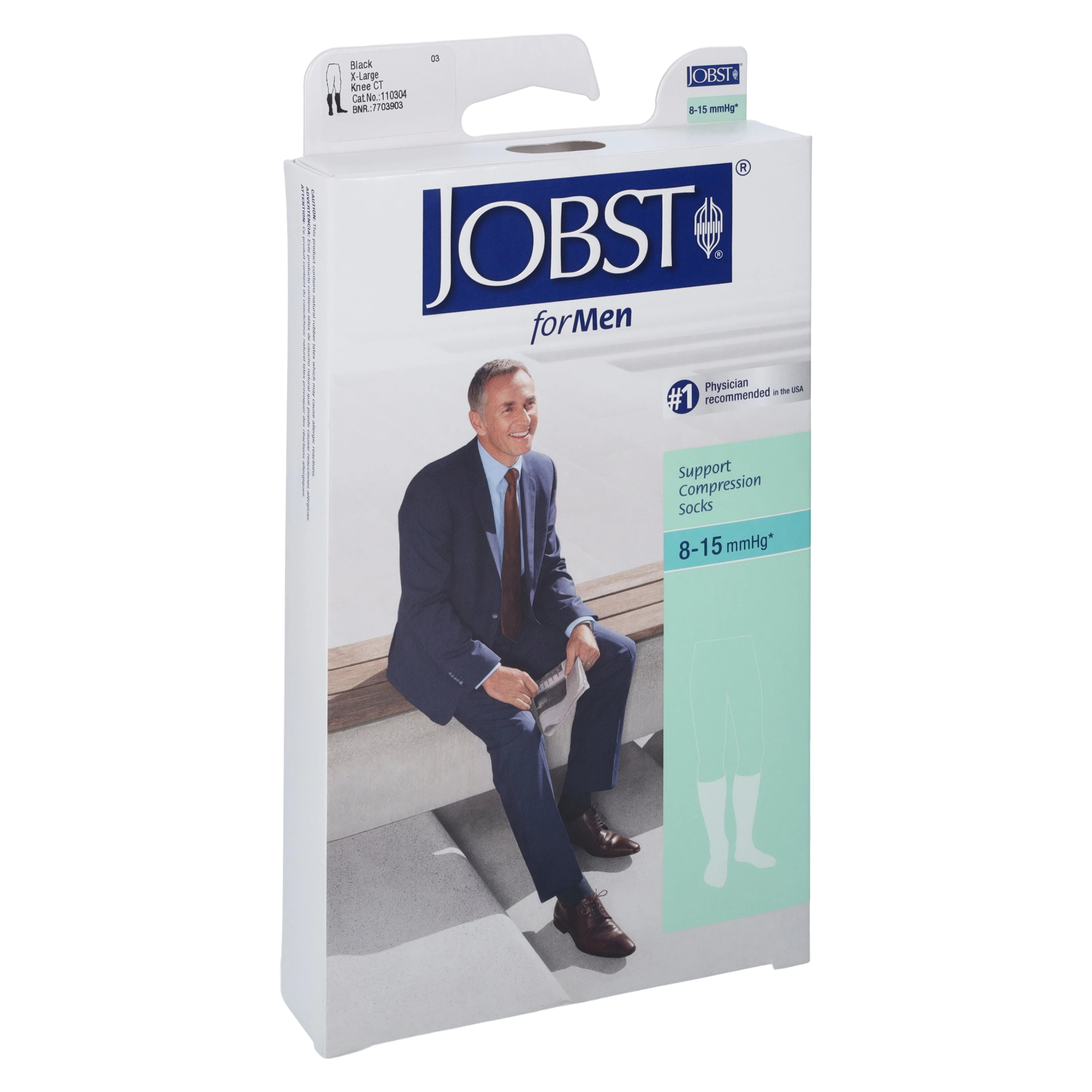 Jobst forMen Compression Socks, Knee High, Closed Toe, XL (Men's 12.5-14), Black