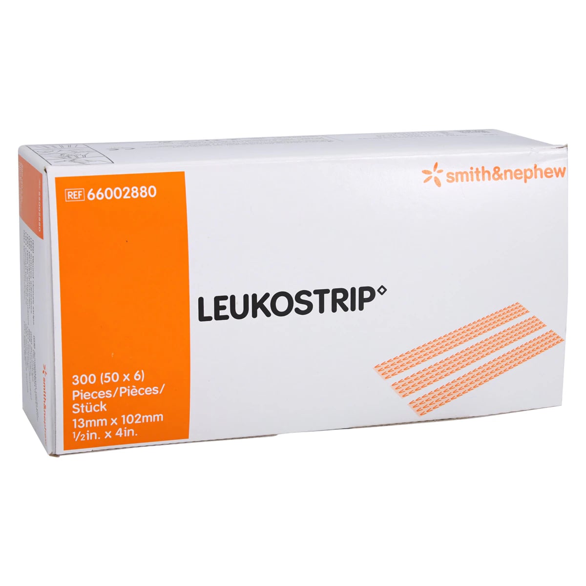 Leukostrip Skin Closure Strips, Elastic, 100% Polyamide, 1/2" x 4", White, Sterile, 50/Box