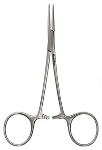 Miltex Meister-Hand Halsted Mosquito Hemostatic Forceps, Curved, 5", Stainless Steel, Autoclavable, Each