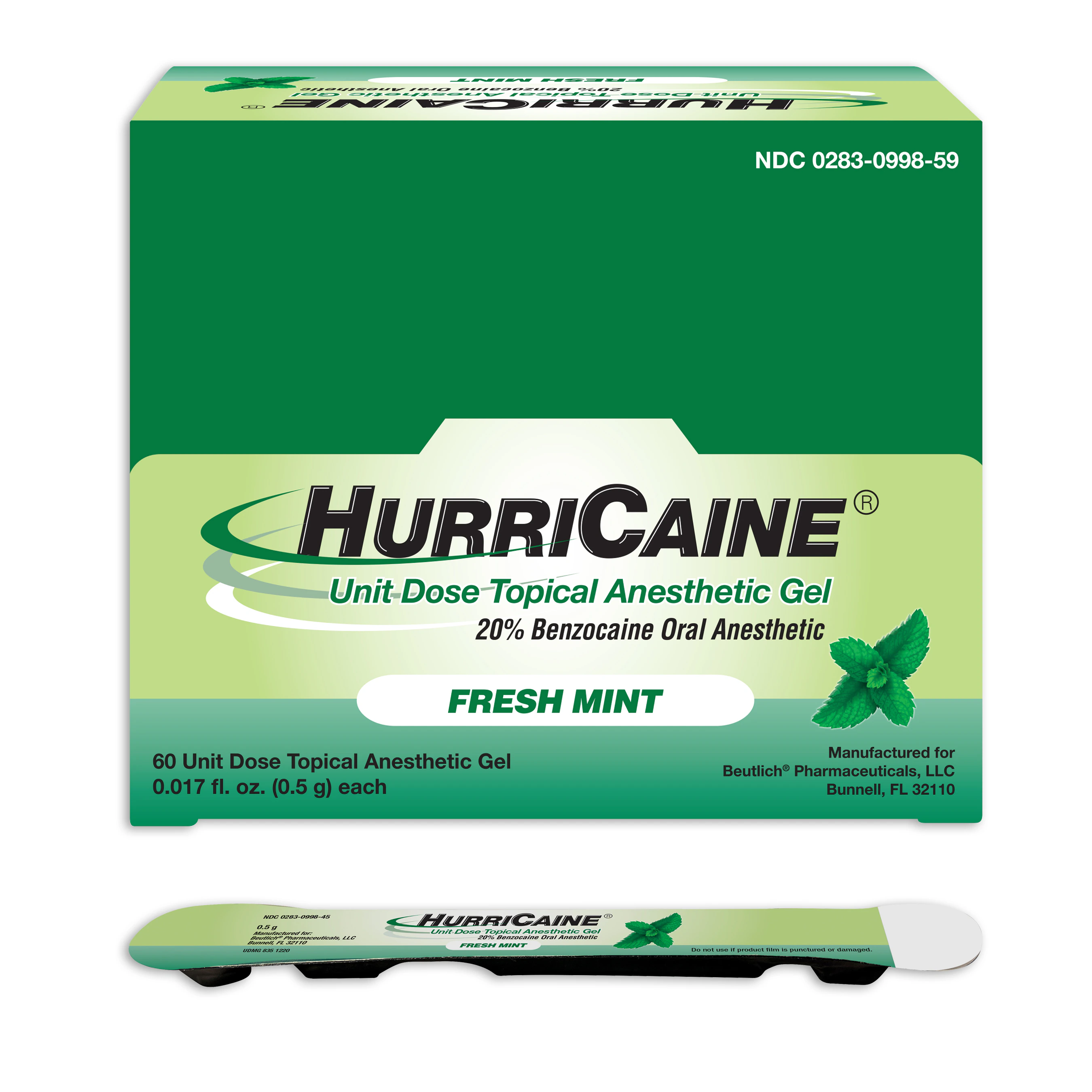 HurriCaine Topical Anesthetic Gel Unit Dose, Mint, 20% Benzocaine, Prefilled Syringes, 4 x 1.2g, 01KTRZ2M2F0H8N9M6JHN2FXR1B