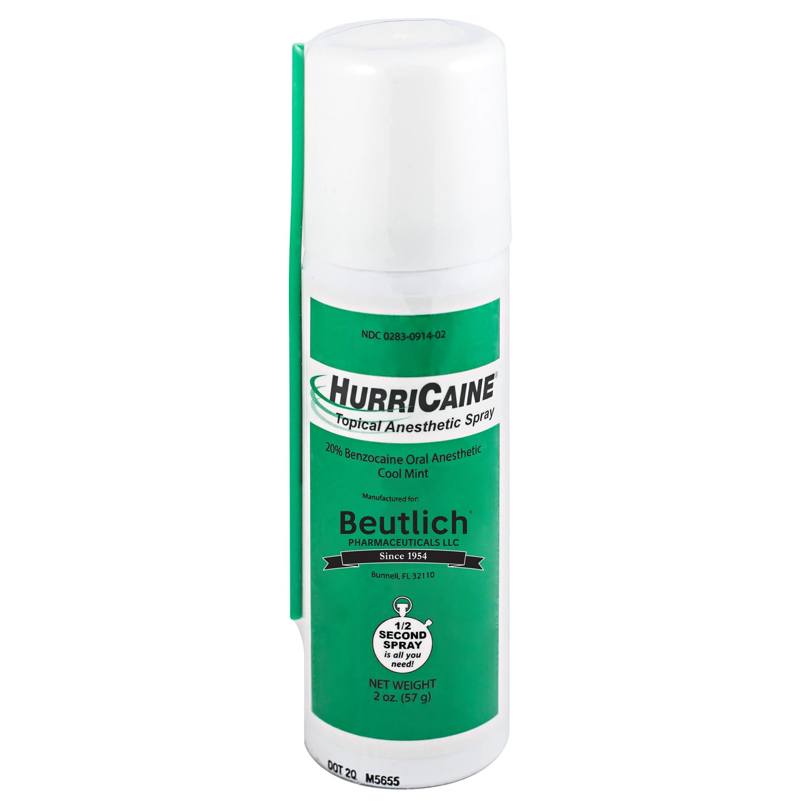 Hurricaine Topical Anesthetic Spray, 20% Benzocaine, Cool Mint, 2 oz Can