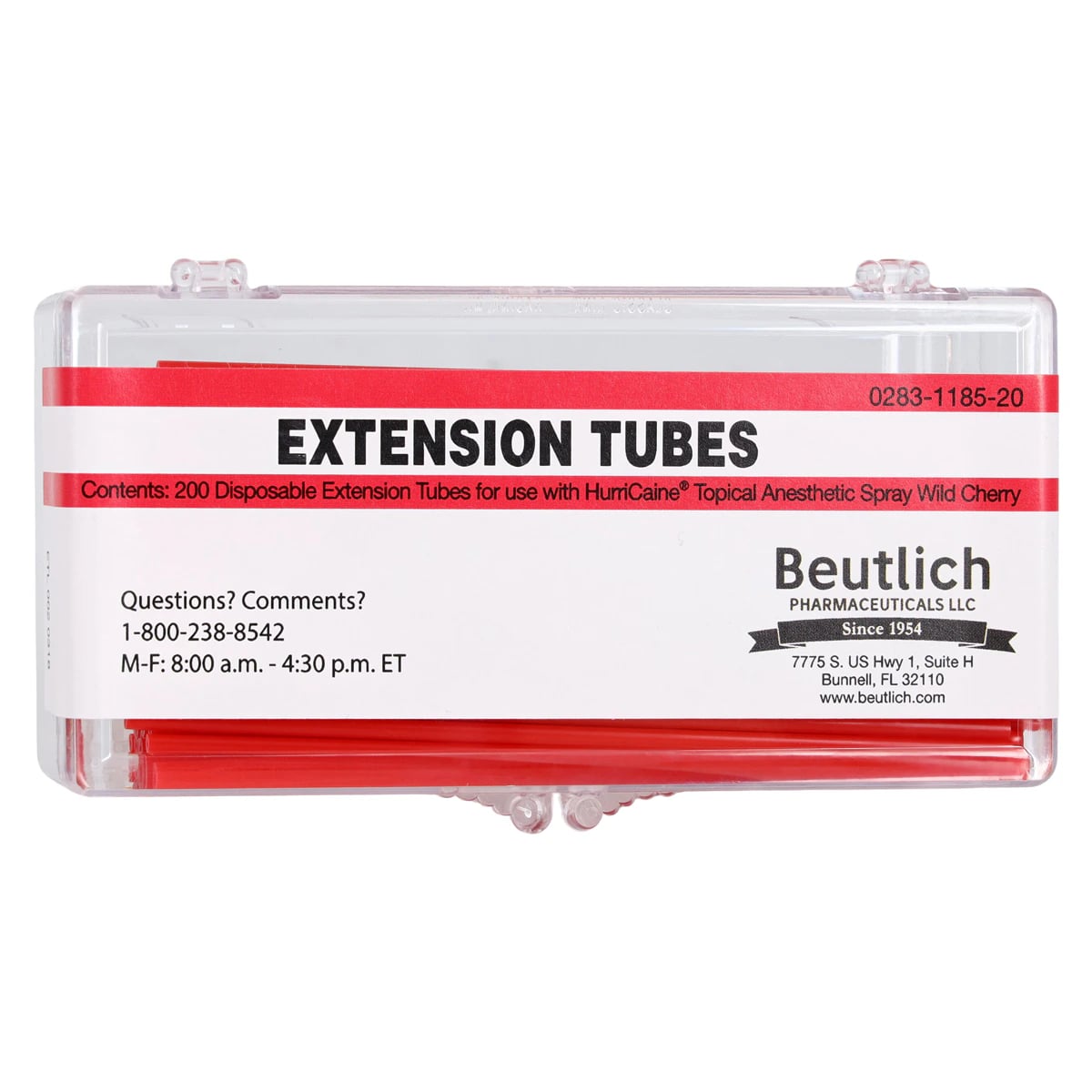 HurriCaine Topical Anesthetic Spray Extension Tubes, 4", Disposable, Red, 200/Pack