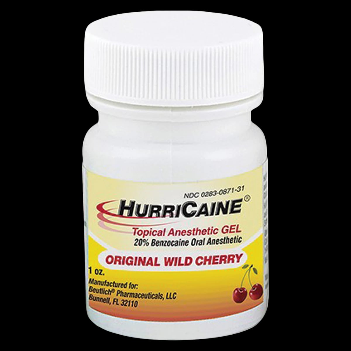 HurriCaine Topical Anesthetic Liquid, 20% Benzocaine, Wild Cherry, 1 oz Jar