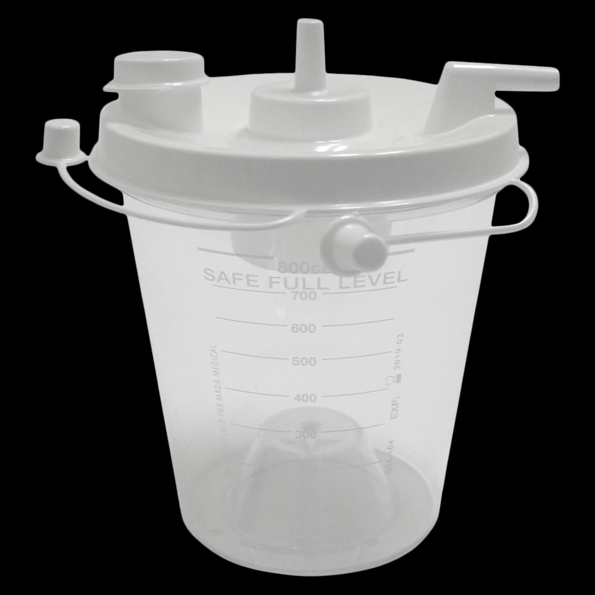 Mada Suction Canister, 800 mL, Disposable Vacuum Bottle, Single Patient Use