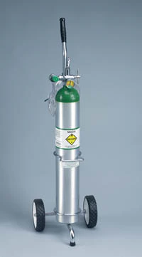 Mada Medical "E" Oxygen Crash Cart Kit with Full Tank, 682-Liter Aluminum Cylinder, Fixed Flow Regulator, Manual Resuscitator, Mask, Tubing, Airway, and Chrome Cart