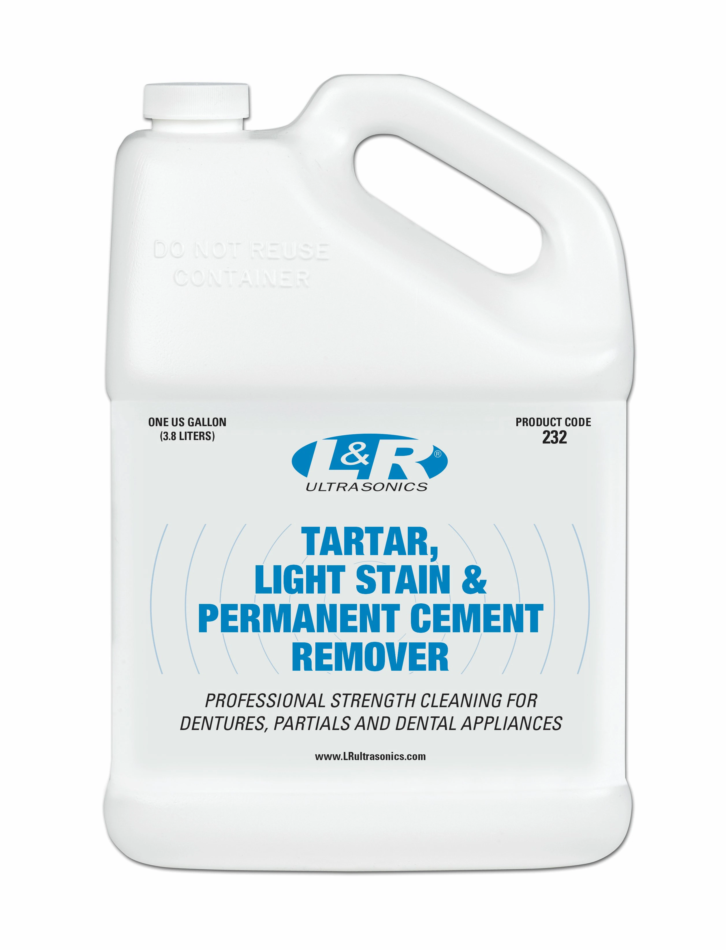 L&R Ultrasonics Tartar, Light Stain & Permanent Cement Remover, 1 Gallon Bottle, 232