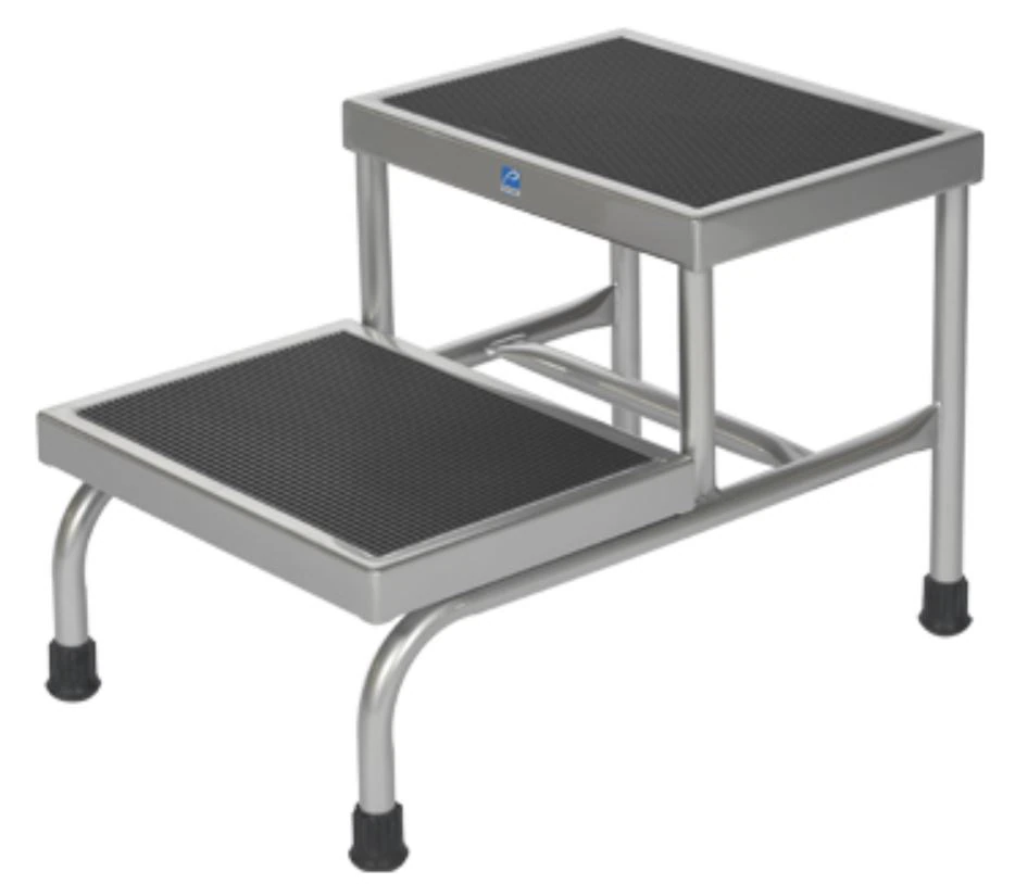 Pedigo Products Dual Step Stool, Chrome, 4-Leg, Each