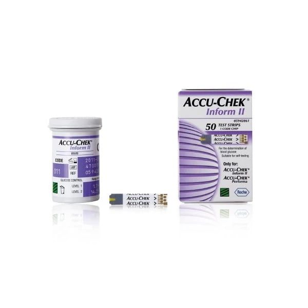 Accu-Chek Inform II Blood Glucose Test Strips, CLIA Waived, 50/Box
