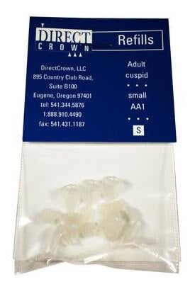 DirectCrown® Temporary Crown Refill, Adult Anterior Cuspid, Small, Upper and Lower Right, 8/Pkg, AA-1