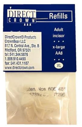 DirectCrown® Adult Anterior Temporary Crown Refill, Extra Large Upper and Lower Left Incisor, 8/Pkg, AA-8