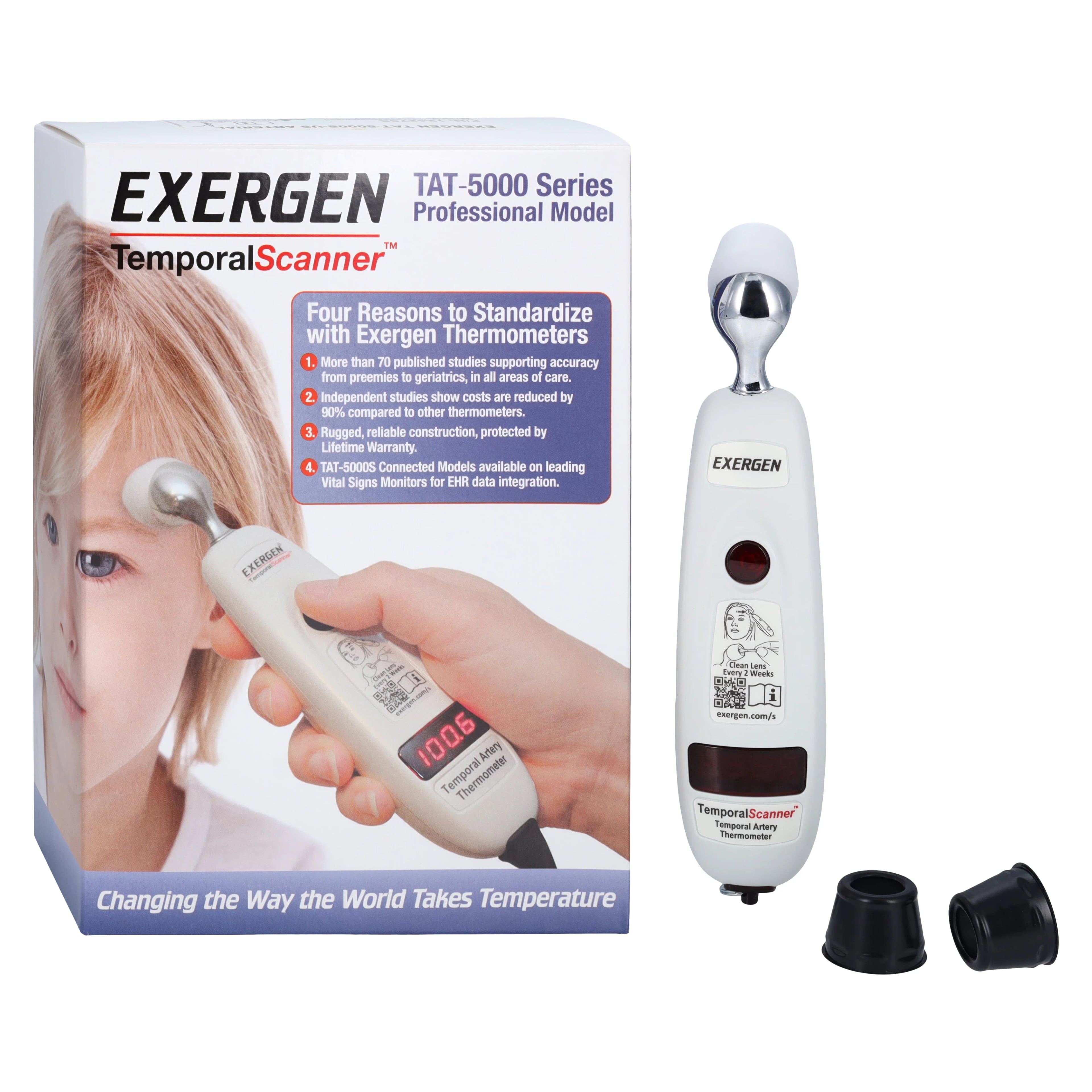 Exergen TemporalScanner TAT-5000S Thermometer, Dual Scale, Alkaline Battery, Each