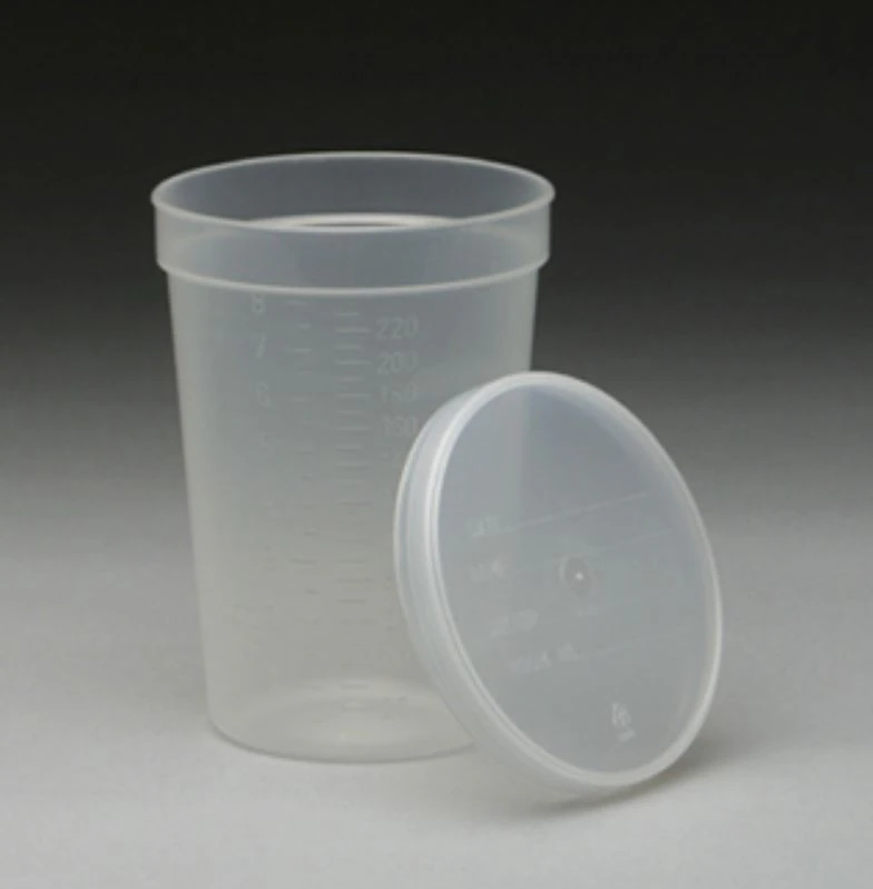 Gent-L-Kare Specimen Container, 8 oz, Sterile, with Snap Lid, Translucent, 100/Case