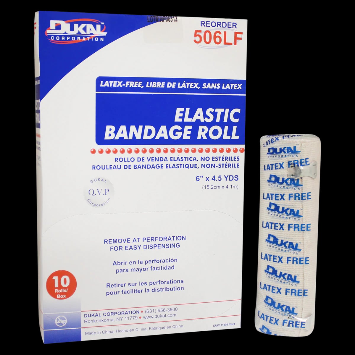 Dukal Stretch Bandage Elastic, 6" x 4.5 yd, Tan, Non-Sterile, 10/Box
