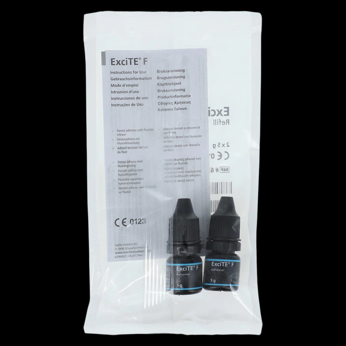 Ivoclar Vivadent ExciTE F Light-Curing Total Etch Adhesive Refill, 5 g Bottle, 2/Pkg, #630376