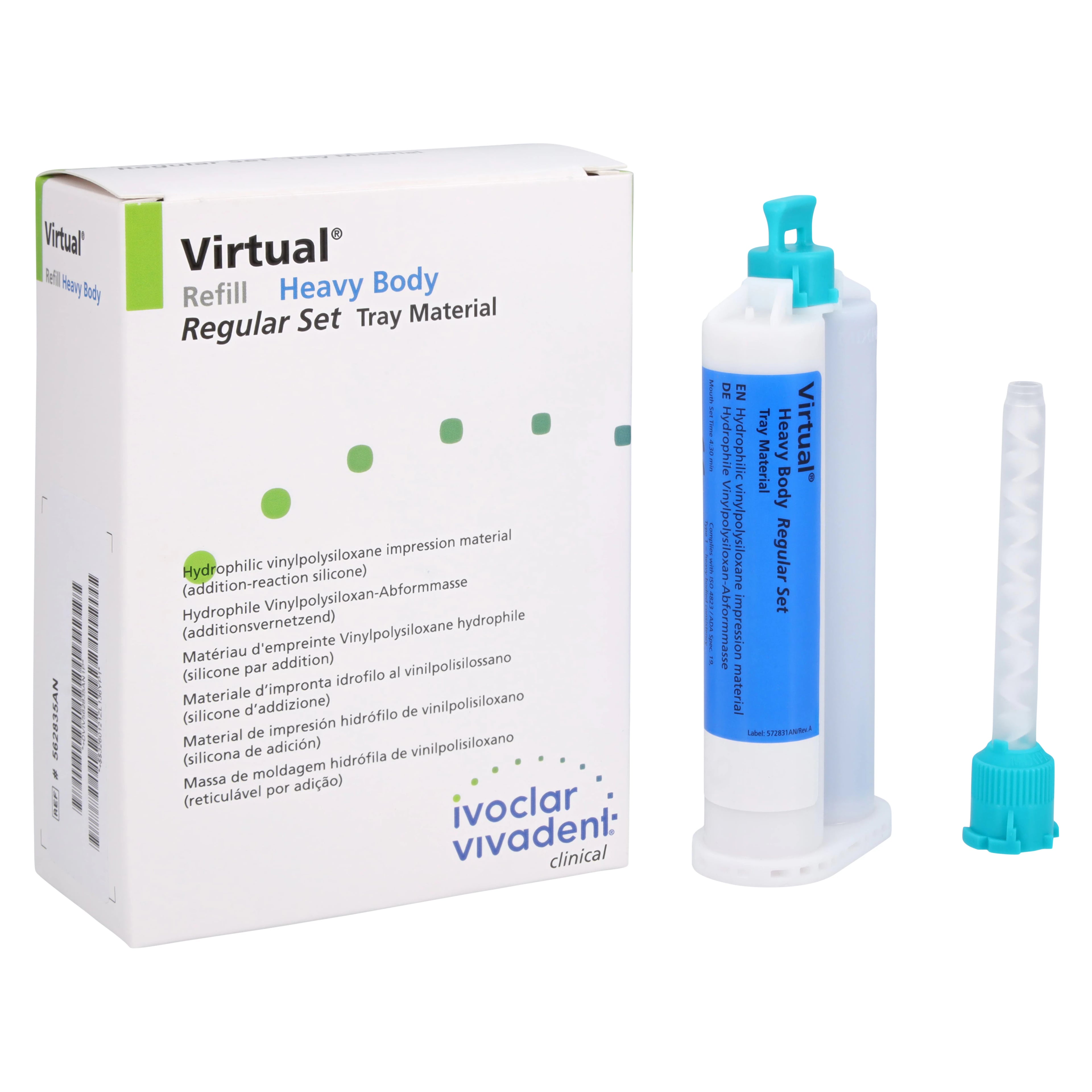 Virtual Heavy Body Regular Set Refill with Tips, 50ml, 2/Pk, Ivoclar Vivadent
