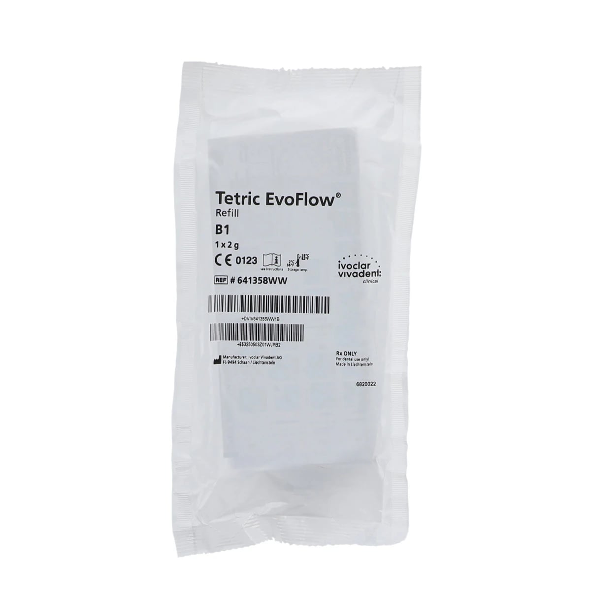 Tetric EvoFlow Flowable Nanohybrid Composite Syringe Refill, Shade B1 (Enamel), 2g, 641358WW