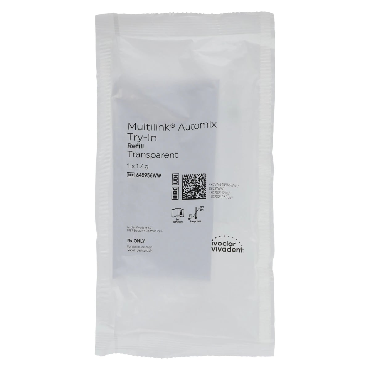 Multilink Automix NG Try-In Paste Syringe, Transparent, 1.7 g, Refill, 645956WW