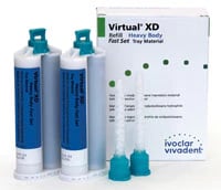 Virtual XD VPS Impression Material, Heavy Body, Fast Set, 50 mL Refill Cartridges (2/Pkg), Mint Scent, 646459