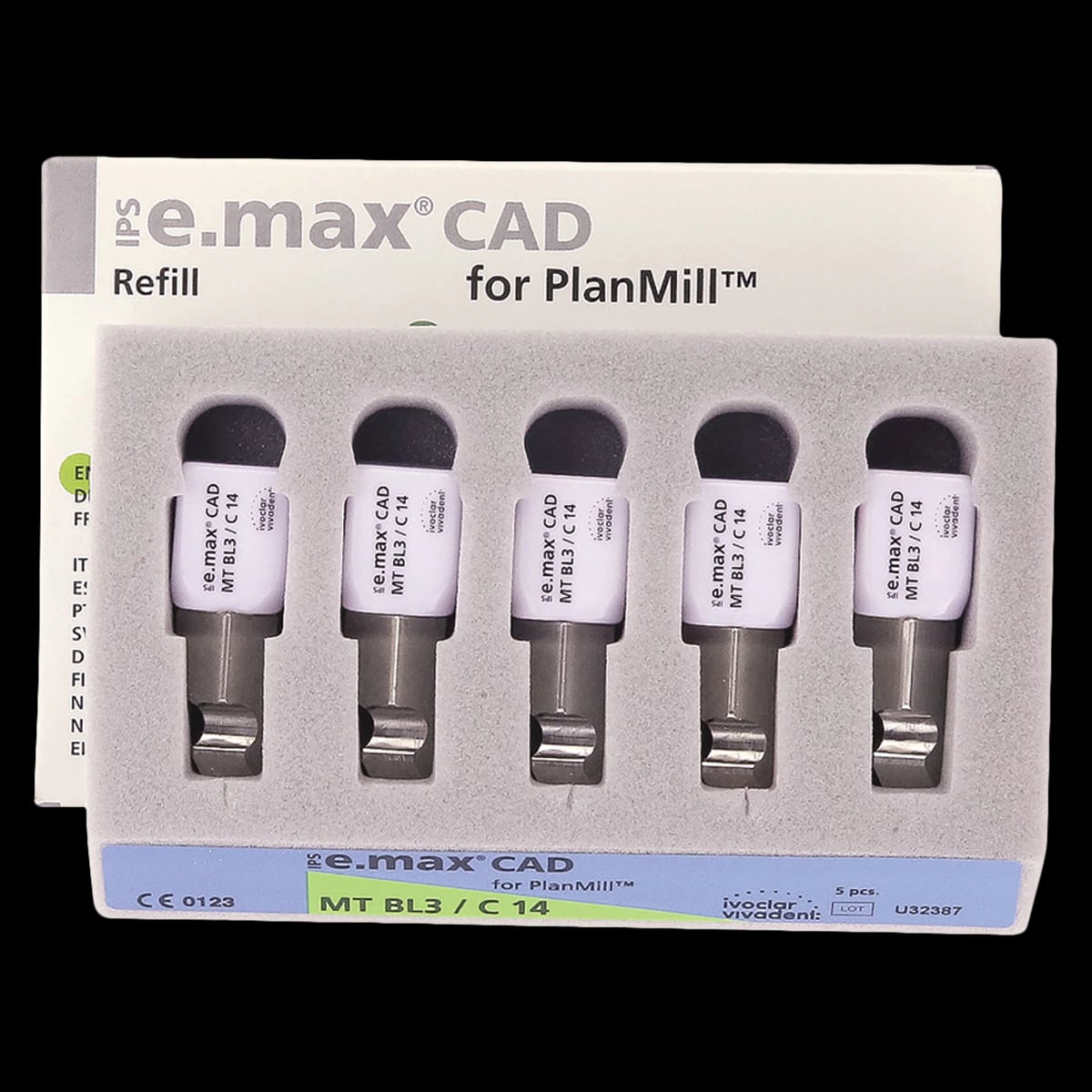 IPS e.max CAD PlanMill Blocks, Medium Translucency, Shade BL3, Size C14, 5/Box