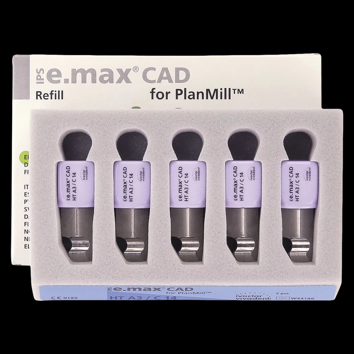 IPS e.max CAD PlanMill HT A3 C14 Milling Blocks, High Translucency, Shade A3, 5/Box