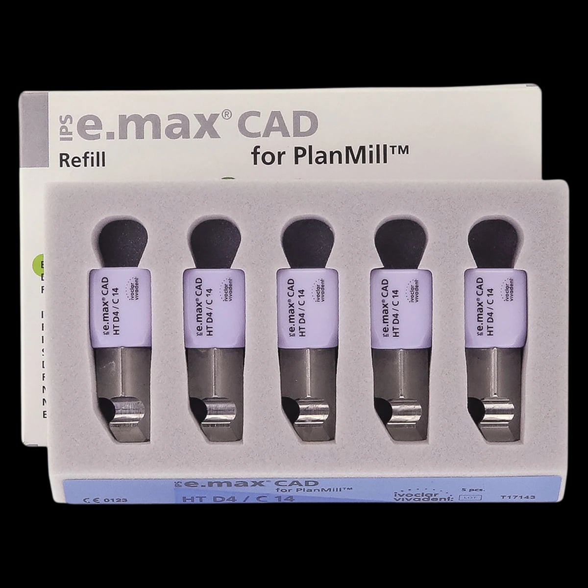 IPS e.max CAD PlanMill Blocks, High Translucency, C14, Shade D4, 5/Box