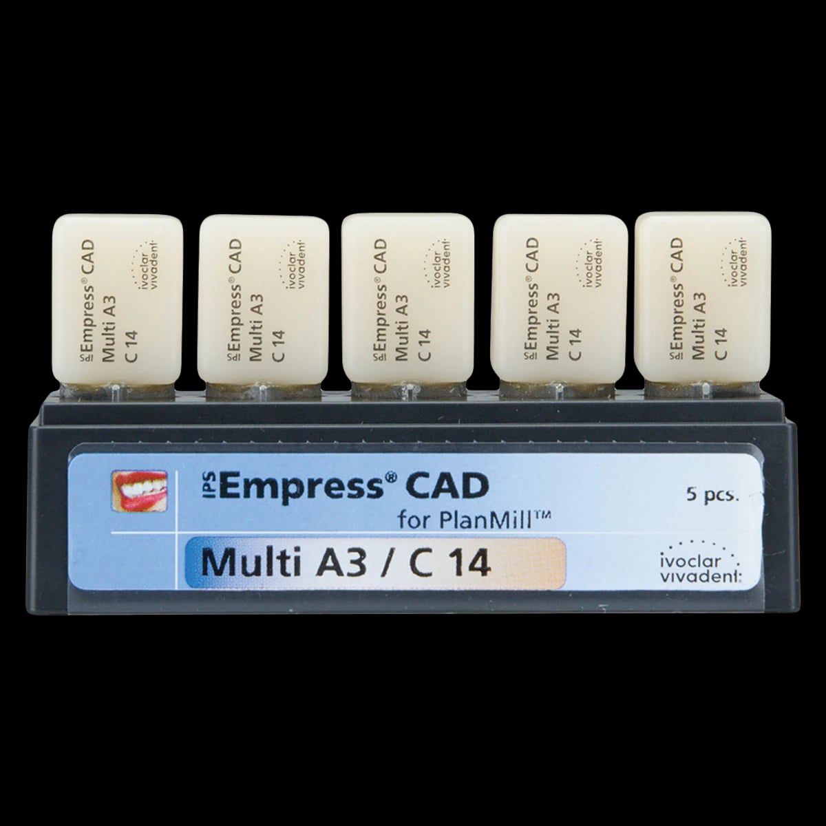IPS Empress CAD Multi Leucite Glass-Ceramic Milling Block, C14, Shade A3, for PlanMill, 5/Box
