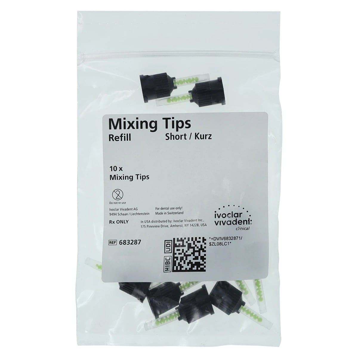 MultiCore Flow Mixing Tips, Short, Green/Black, 10/Box, 683287