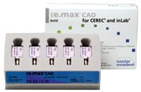 IPS e.max CAD LT (Low Translucency) Milling Blocks, Size C14, Shade A1, for CEREC/inLab, 5/Box