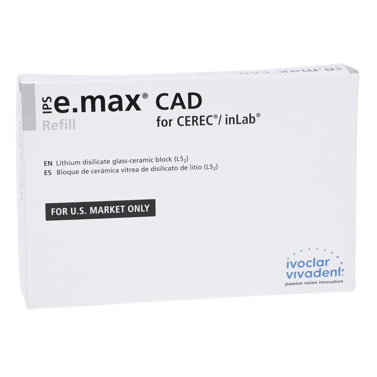 IPS e.max CAD HT (High Translucency) Lithium Disilicate Milling Blocks, Size C14, Shade A1, 5/Box