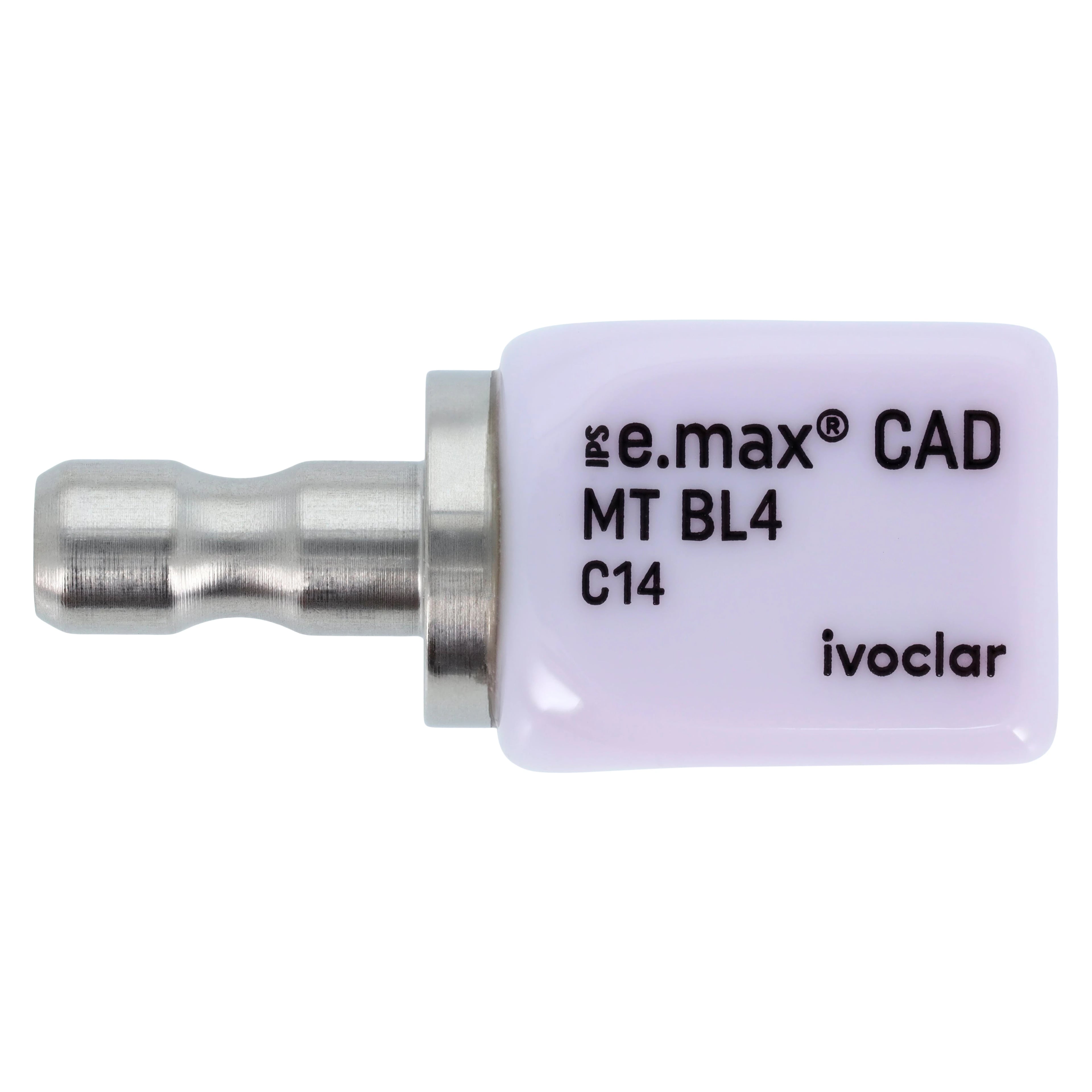 IPS e.max CAD MT (Medium Translucency) Lithium Disilicate Milling Blocks, Shade BL4, Size C14, for CEREC/inLab, 5/Box