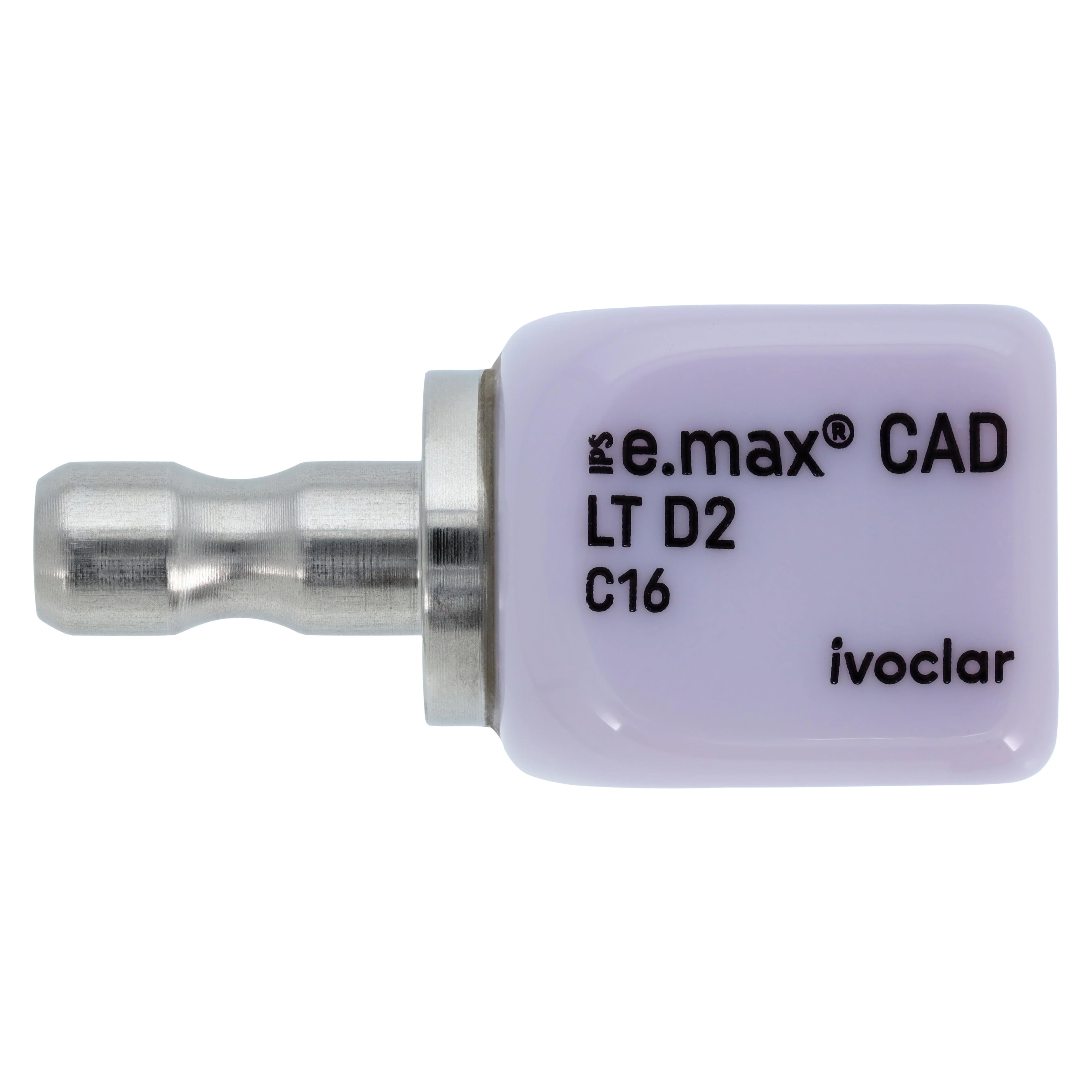 IPS e.max CAD LT (Low Translucency) Lithium Disilicate Milling Block, Size C16, Shade D2, for CEREC/inLab, 5/Box