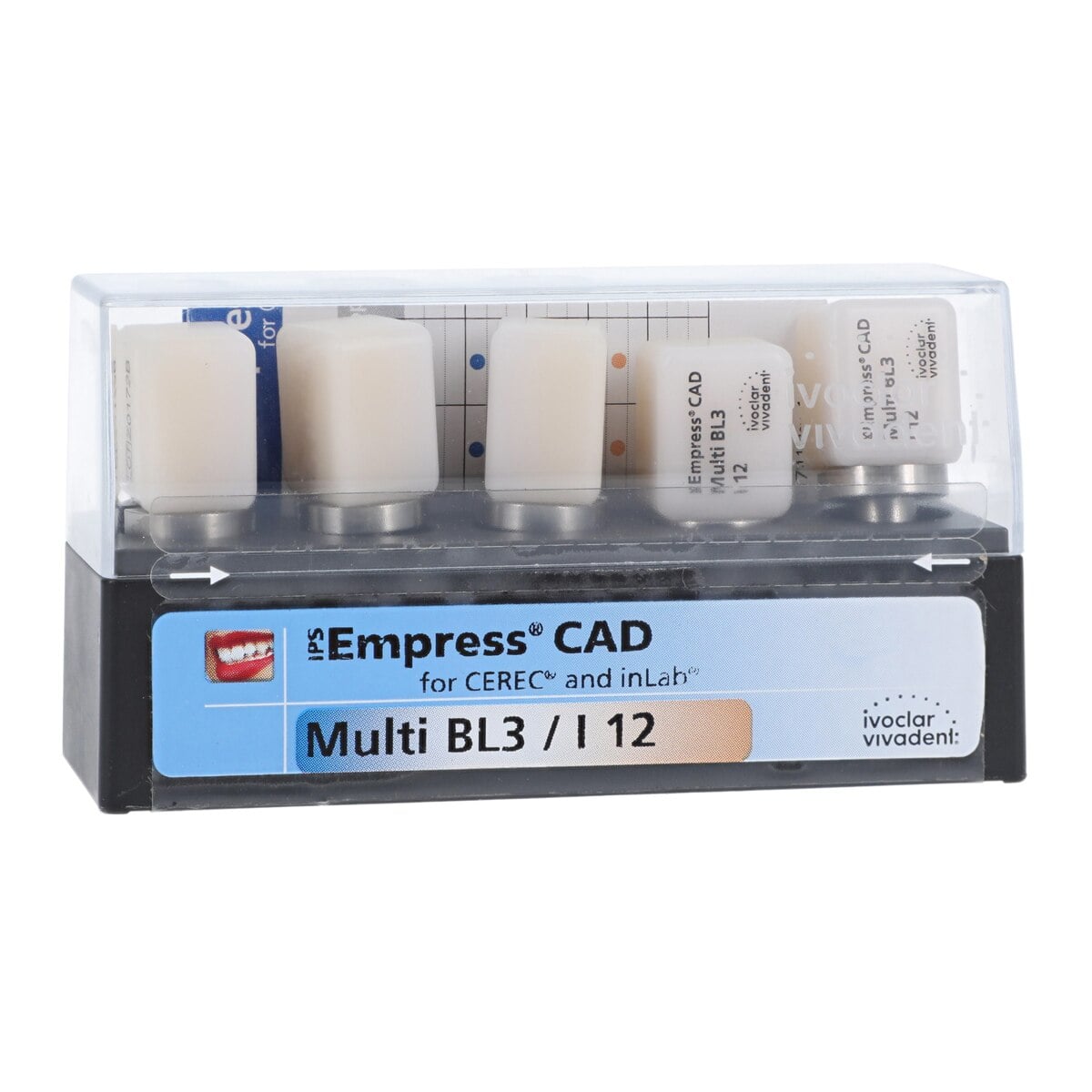 IPS Empress CAD Multi Leucite Glass-Ceramic Milling Blocks, Shade BL3, Size I12, for CEREC/inLab, 5/Box