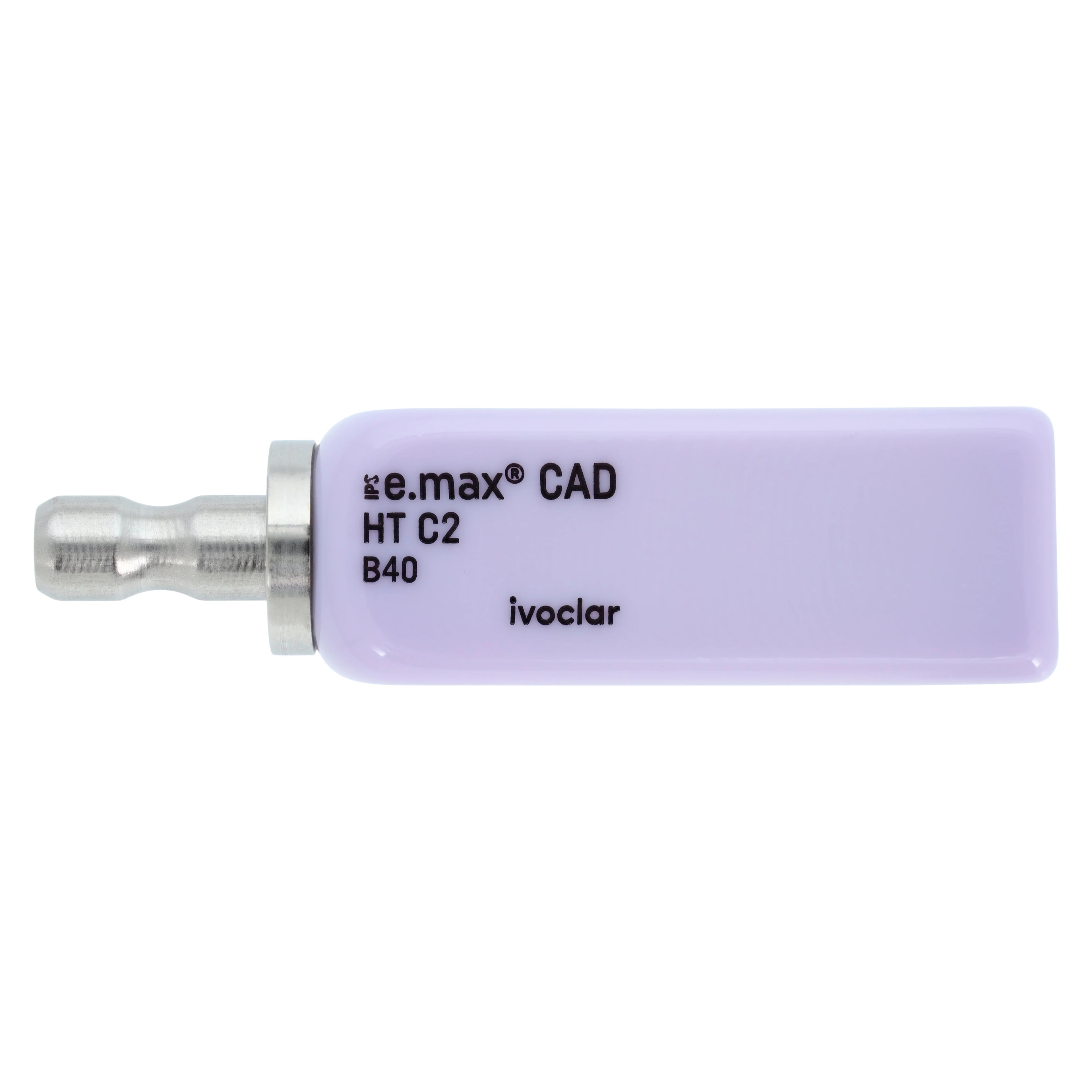 IPS e.max CAD CEREC/inLab HT B40 Lithium Disilicate Milling Block, Shade C2, High Translucency, 3/Box