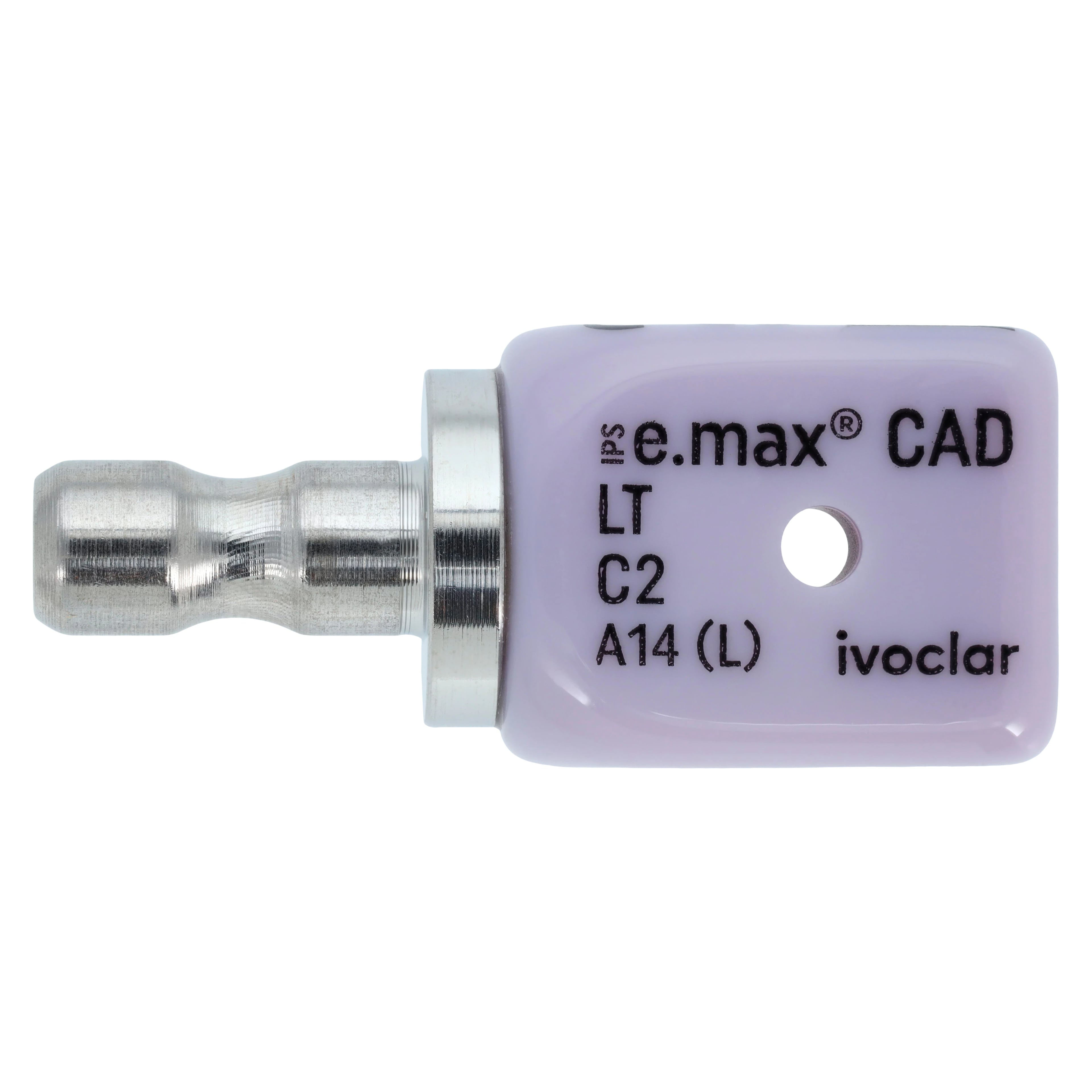 IPS e.max CAD LT (Low Translucency) Lithium Disilicate Milling Block, Shade C2, Size A14 (L), 5/Pkg