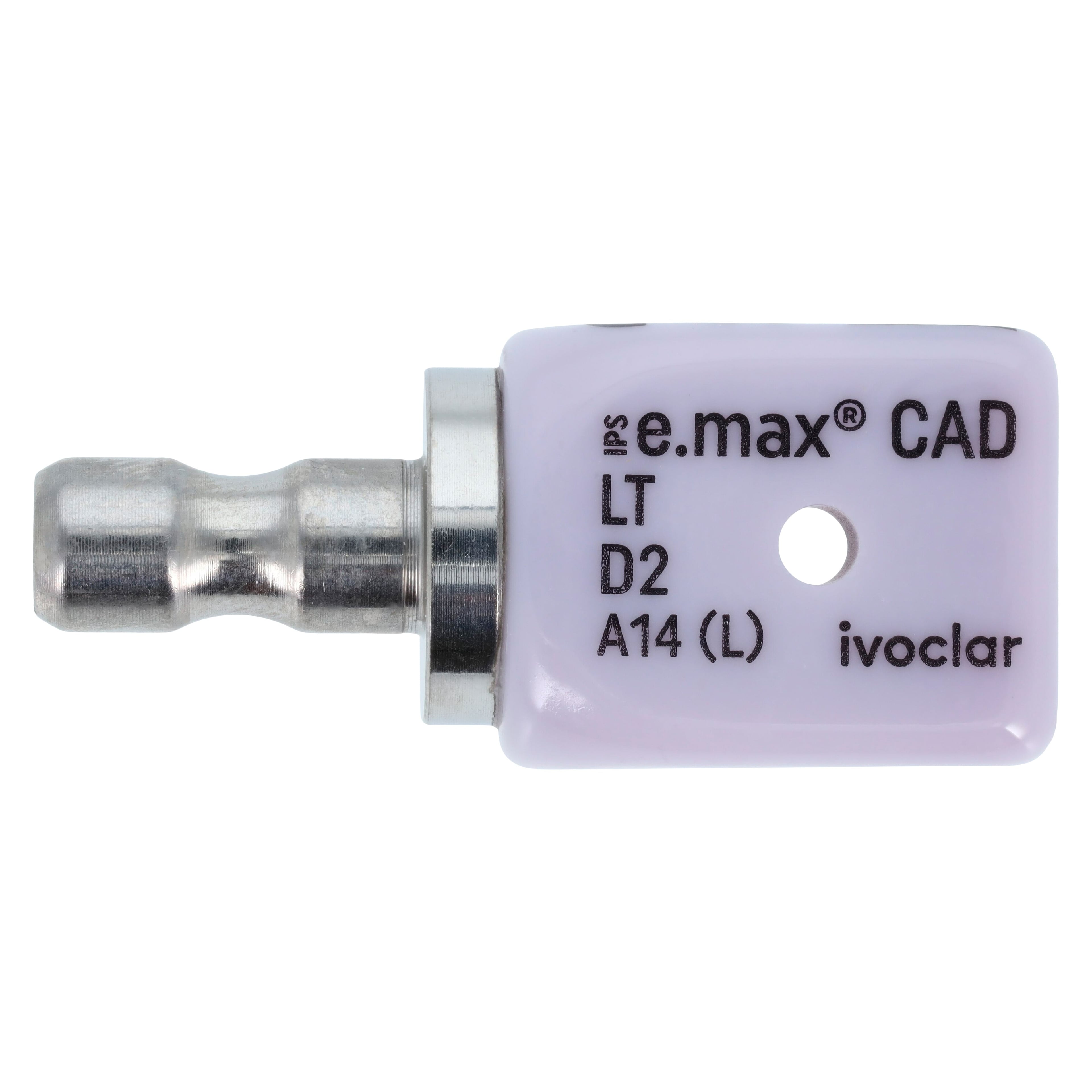 IPS e.max CAD LT (Low Translucency) Lithium Disilicate Milling Block, Shade D2, Size A14 (L), 5/Pkg