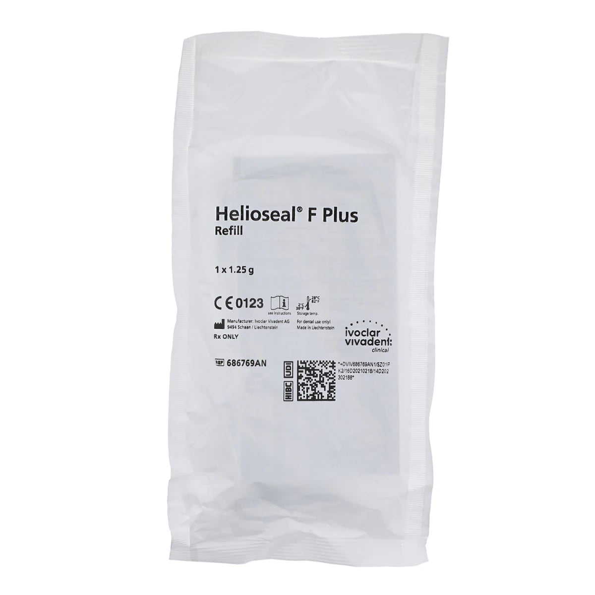Helioseal F Plus Pit & Fissure Sealant Syringe Refill, Light-Cure, White, Fluoride-Releasing, 1.25 g, 686769AN