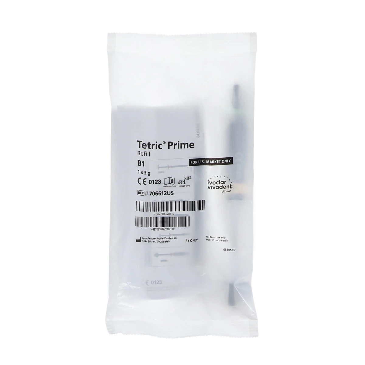 Tetric Prime Universal Composite Syringe Refill, Shade B1, 3g, 1/Pk, 706612WW