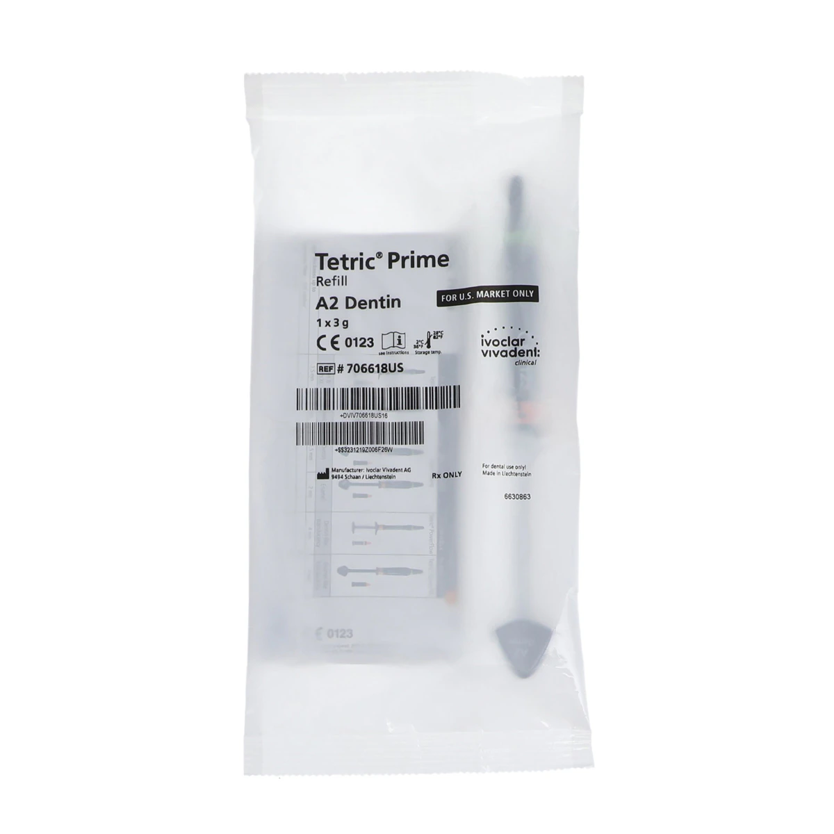 Tetric Prime Universal Composite Syringe Refill, Shade A2 Dentin, 3 g, 706618WW