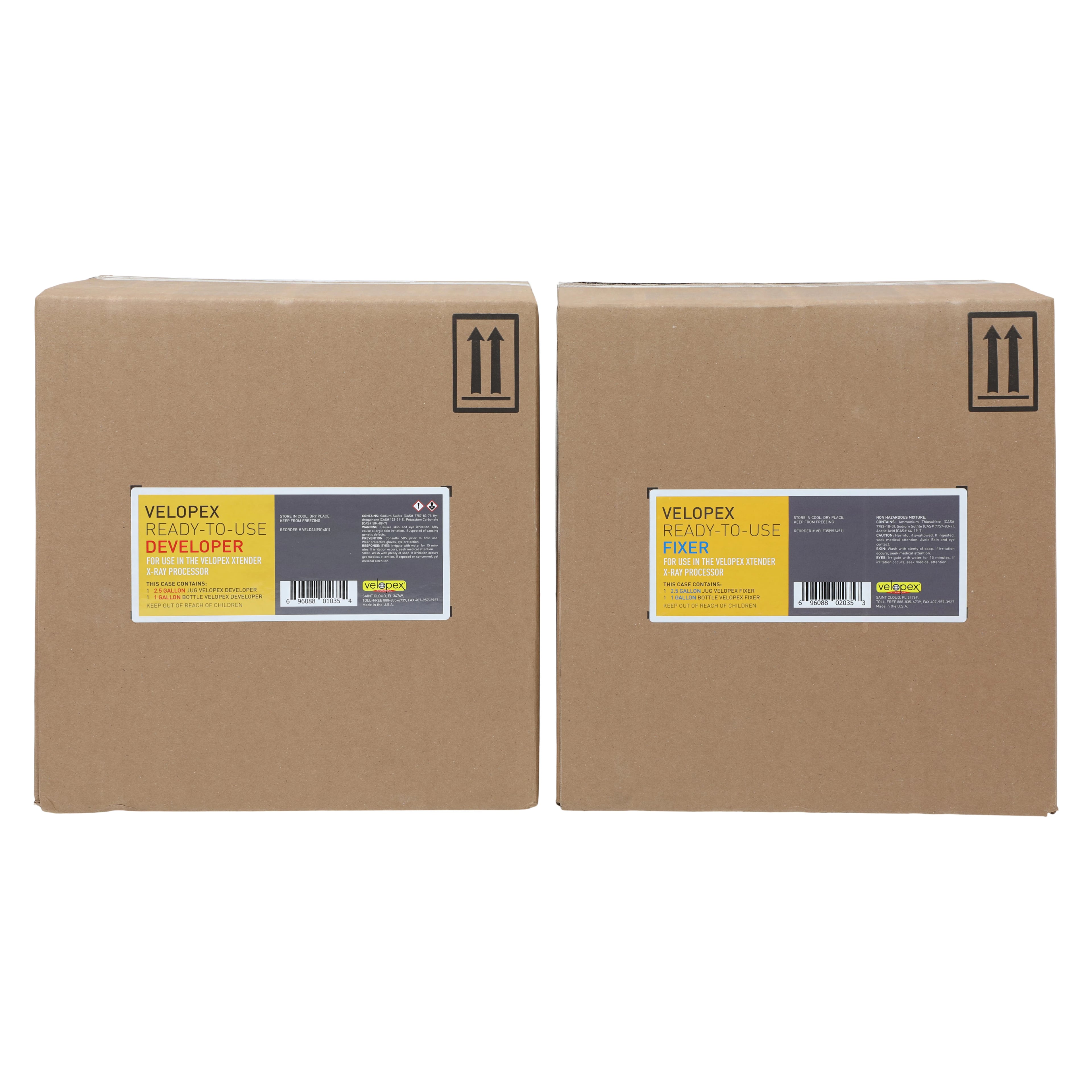Velopex Xtender Developer & Fixer Twin Pack, Ready-to-Use, 2 Cartons (2.5 Gal Jug + 1 Gal Bottle per Carton), VEL35
