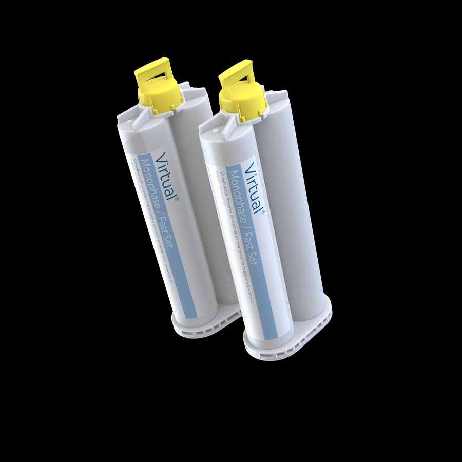 Virtual Hydrophilic VPS Impression Material, Monophase Fast Set, 50 ml Cartridge Refill, 2 Cartridges with 6 Tips, #768524
