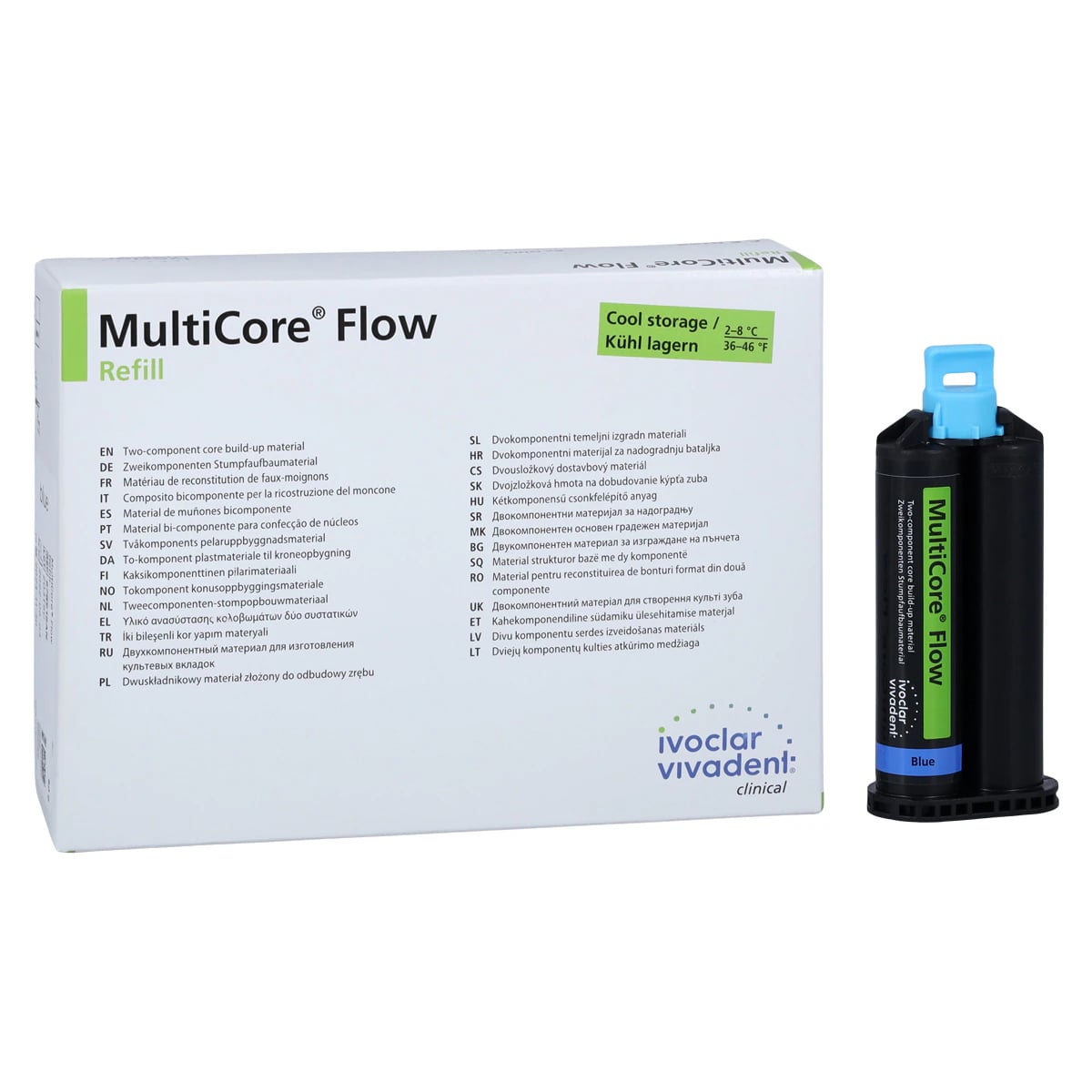 Ivoclar Vivadent MultiCore Flow Cartridge Refill, 50g, Blue, Dual Cure, 578915AN