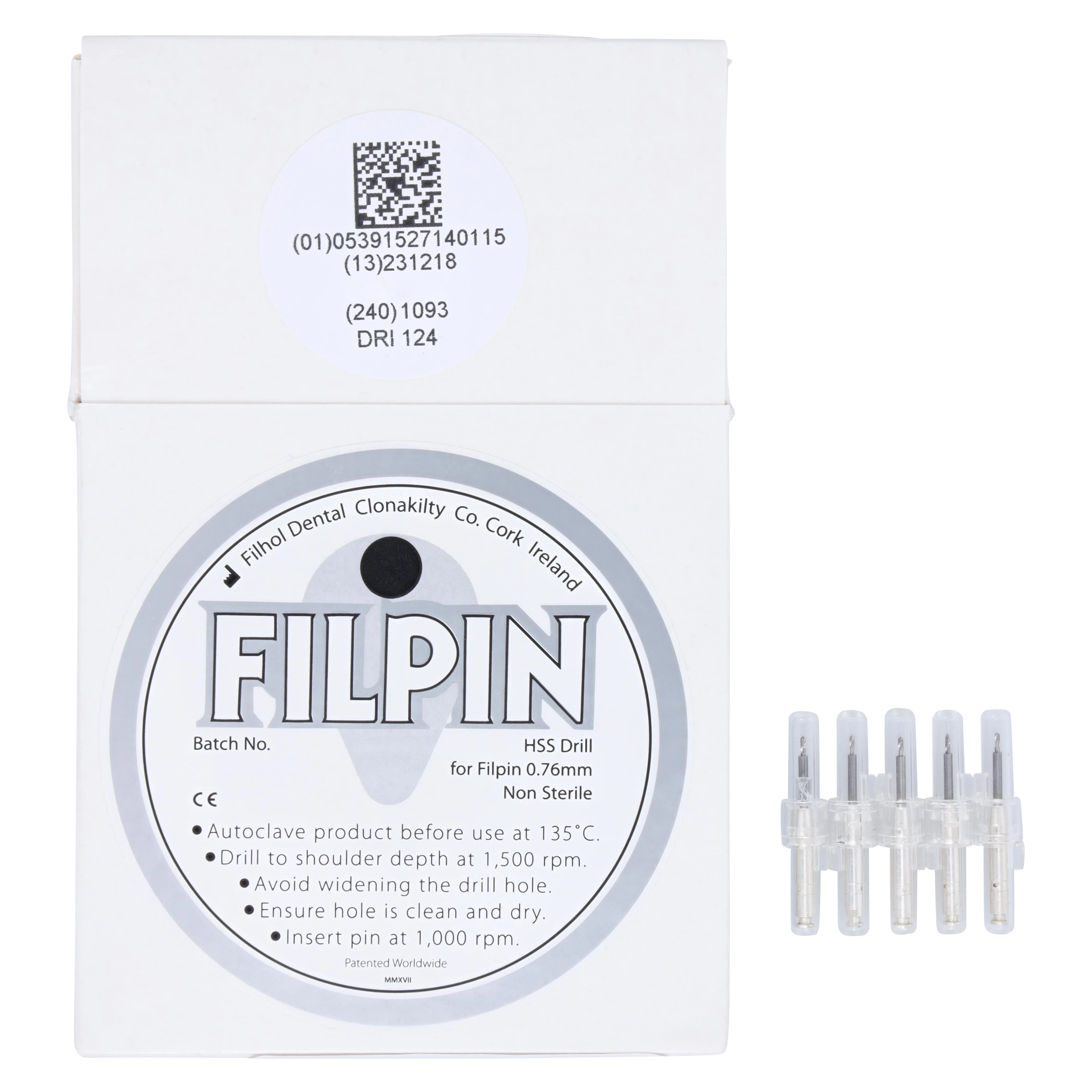Filpin Twist Drills, Large, 0.76 mm/0.027 in, 5/Box