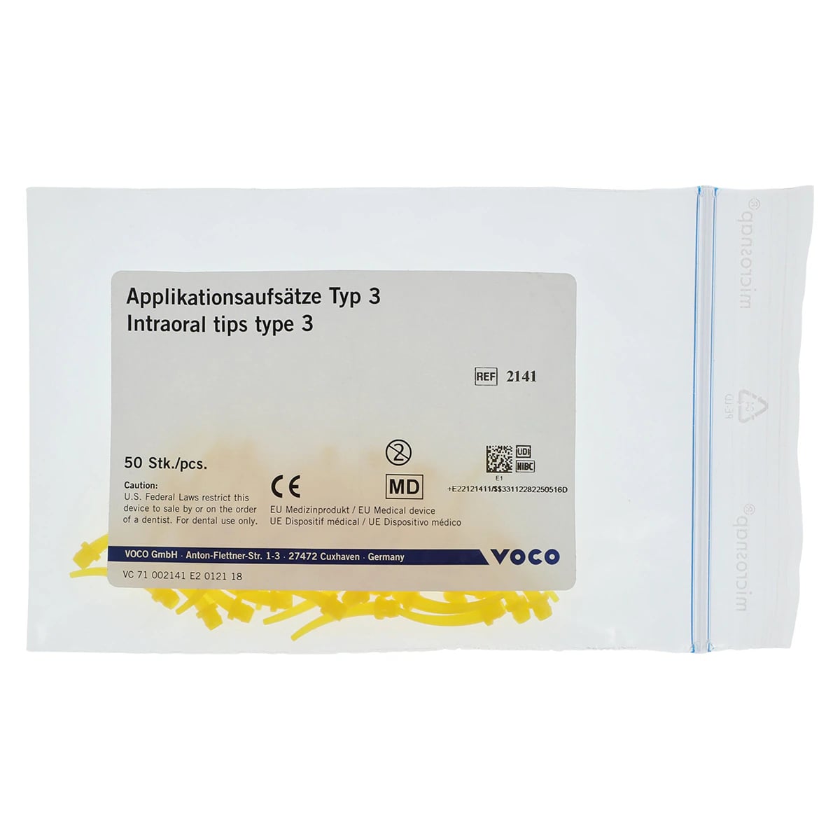 VOCO Rebilda Intraoral Mixing Tips, Type 3, Yellow, 50/Pkg