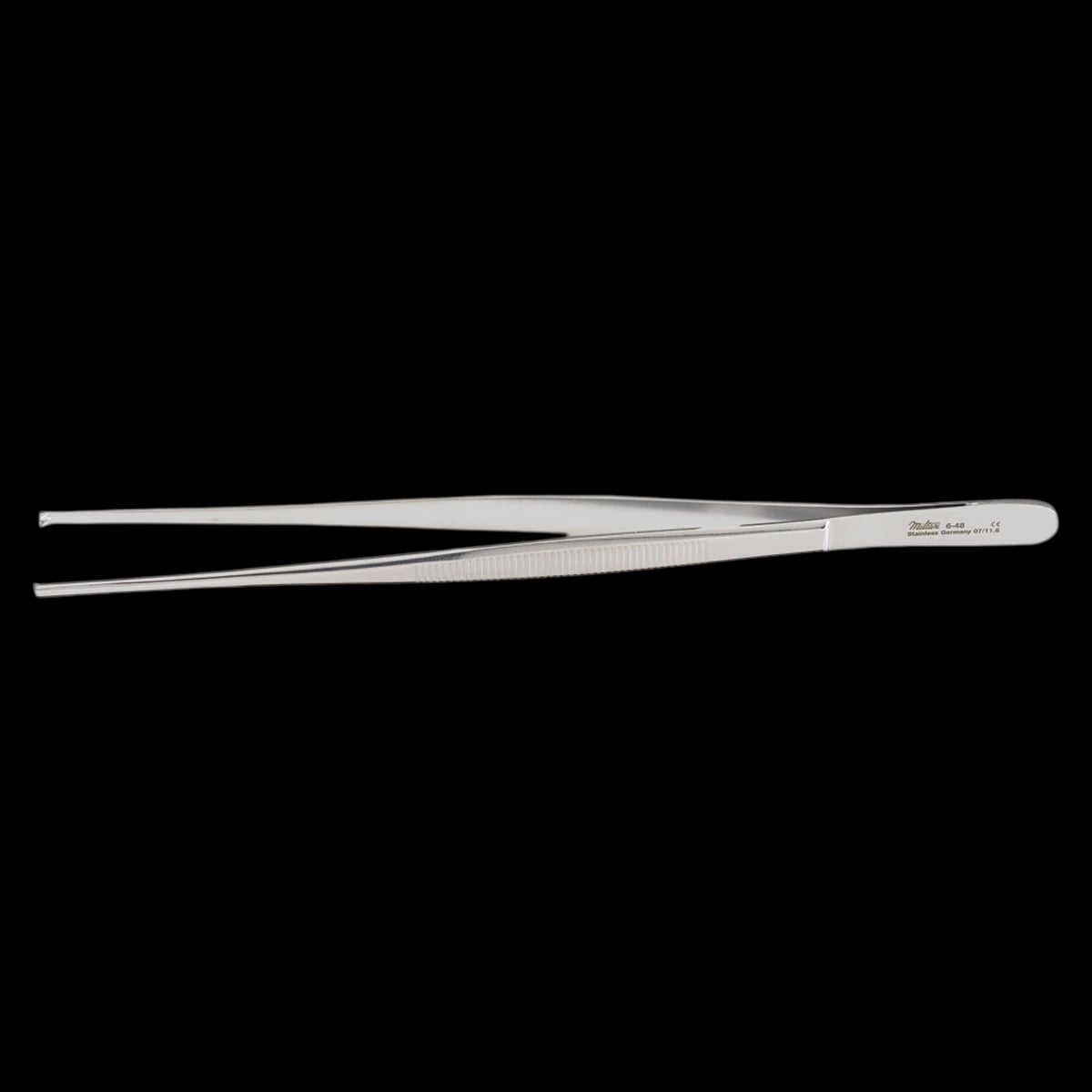 Miltex-Integra Tissue Forceps, 1x2 Teeth, Straight, 8" Stainless Steel, Autoclavable, Each