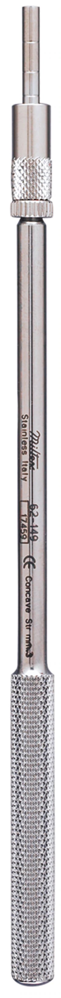 Miltex Concave Osteotome with Stop, Straight, 3 mm, 6-1/2" Length, Stainless Steel, 1 Each